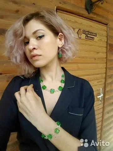 Лот: 14034238. Фото: 1. Комплект "Мохито" из Муранского... Бижутерия ручной работы