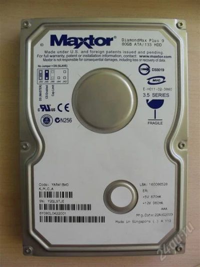 Лот: 2774729. Фото: 1. Жесткий диск (HDD) IDE 80Гб. Жёсткие диски (HDD)