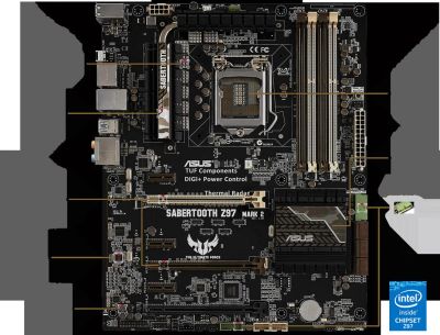 Лот: 8875637. Фото: 1. Материнская плата Asus sabertooth... Материнские платы