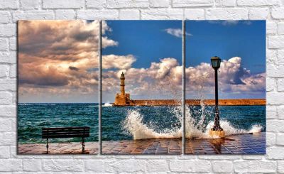 Лот: 7075564. Фото: 1. модульная картина маяк на море... Произведения