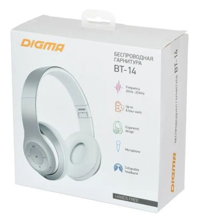 Лот: 22144295. Фото: 1. Беспроводные наушники Digma BT-14... Наушники, гарнитуры