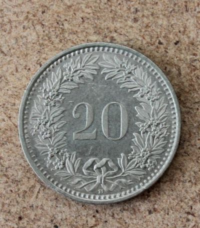 Лот: 21734422. Фото: 1. Монеты Европы. Швейцария 20 раппенов... Европа
