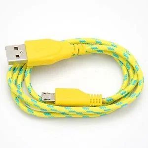 Лот: 8659426. Фото: 1. USB кабель желтый, в шелковой... Дата-кабели, переходники
