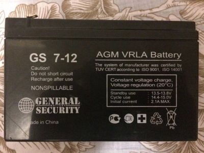 Лот: 10294064. Фото: 1. АКБ General Security GS 7A 12V. ИБП, аккумуляторы для ИБП