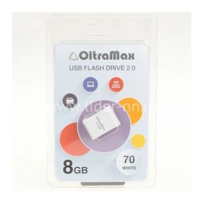 Лот: 10348767. Фото: 1. USB Flash 8GB OltraMax (70) белый. USB-флеш карты