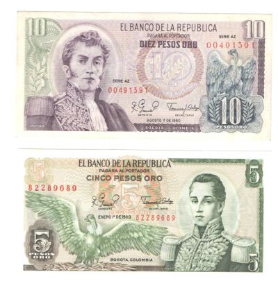 Лот: 4545089. Фото: 1. Набор банкнот Колумбия (5, 10... Америка