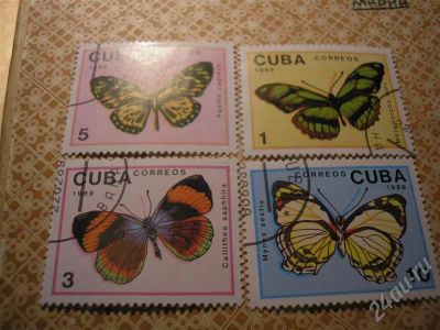 Лот: 632009. Фото: 1. 4 марки Кубы 1989 "Бабочки". Марки