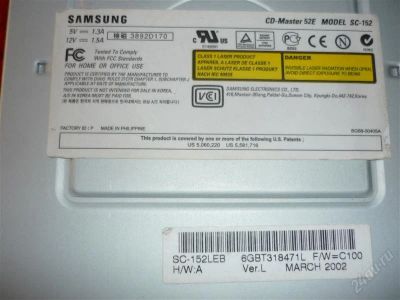 Лот: 1461684. Фото: 1. CD ROM SAMSUNG 52- x. Приводы CD, DVD, BR, FDD