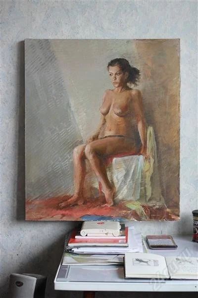 Лот: 2010324. Фото: 1. обнаженная натура. холст, масло... Картины, гравюры