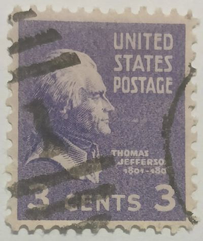 Лот: 25378424. Фото: 1. Марки_США, 3 цента 1938 г., Томас... Марки