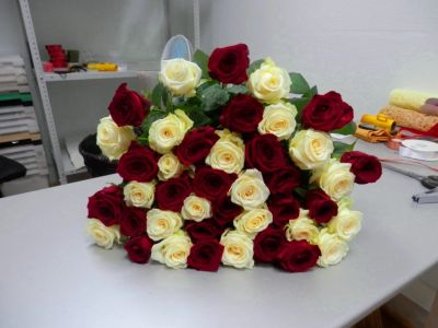 Лот: 6759911. Фото: 1. Розы. 49 роз от Цветограда. Свежие цветы