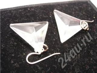 Лот: 165416. Фото: 1. сережки прозрачные треугольнички... Серьги, каффы