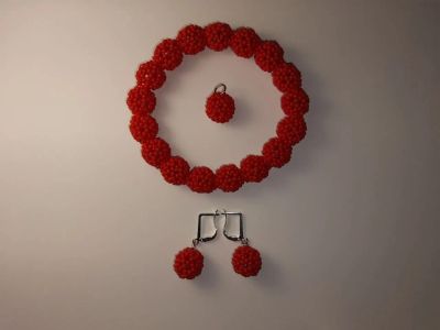 Лот: 24002782. Фото: 1. Комплект из бисера: браслет, серьги... Комплекты изделий
