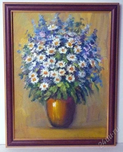 Лот: 424538. Фото: 1. Картина "Ромашки", холст,масло... Картины, гравюры