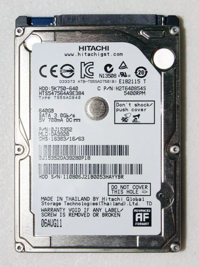Лот: 11913199. Фото: 1. HDD 2.5" 640gb SATA 3Gb/s жесткий... Жёсткие диски (HDD)