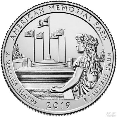Лот: 13784732. Фото: 1. США 25 центов 2019г 47 парк Американский... Америка