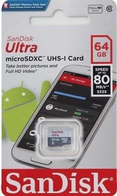 Лот: 16180971. Фото: 1. Карта памяти micro SDXC 64GB SanDisk... Карты памяти
