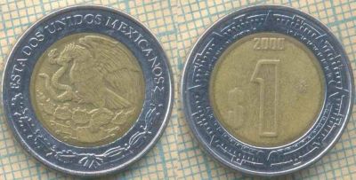 Лот: 18794382. Фото: 1. Мексика 1 песо 2000. Америка