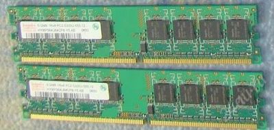 Лот: 149113. Фото: 1. DDR2 2х512 Hynix 667мгц. Оперативная память
