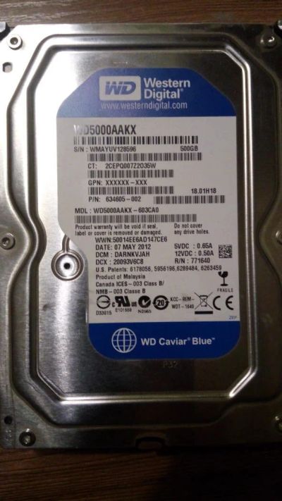 Лот: 11096525. Фото: 1. HDD WD 500 Gb 3.5". Жёсткие диски (HDD)