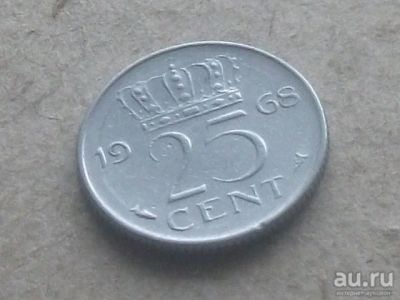 Лот: 15859800. Фото: 1. Монета 25 цент Нидерланды 1968... Европа