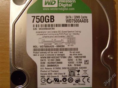Лот: 1454786. Фото: 1. Жёсткий диск WD 750GB в отличном... Жёсткие диски (HDD)