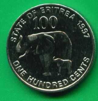 Лот: 8752263. Фото: 1. Эритрея 100 центов-1 накфа 1997... Африка