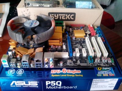 Лот: 4453869. Фото: 1. Мат. плата (LGA775) + процессор... Материнские платы