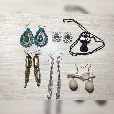 Лот: 16104952. Фото: 1. Серьги 5 пар плюс кулон. Серьги, каффы