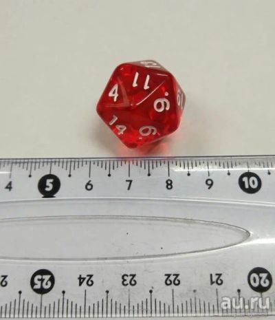Лот: 13621776. Фото: 1. Кубик D20, 20 мм, красный. Настольные игры, карты
