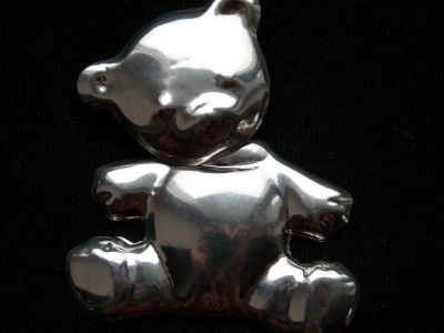Лот: 5852664. Фото: 1. Брошь, Медвежонок, медведь, серебро... Броши