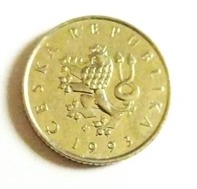 Лот: 25122480. Фото: 1. Чехия 1 крона 1993 первый год... Европа