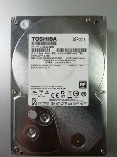 Лот: 12101430. Фото: 1. Жесткий диск HDD Toshiba 2 Tb. Жёсткие диски