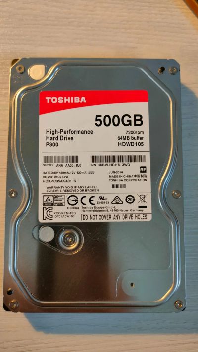 Лот: 18713615. Фото: 1. Жесткий диск Toshiba P300 500ГБ... Жёсткие диски (HDD)