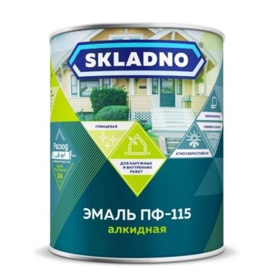 Лот: 24085089. Фото: 1. Эмаль Skladno, ПФ-115 Пром, алкидная... Краски, лаки, растворитель