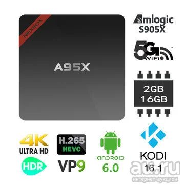 Лот: 9882641. Фото: 1. Android TV Box Nexbox A95X / 2G... Медиаплееры