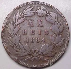 Лот: 904957. Фото: 1. Португалия. 20 рейс 1884г. Большая... Европа
