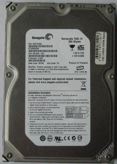 Лот: 73711. Фото: 1. Винт Seagate 250Gb IDE (слетела... Жёсткие диски (HDD)