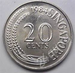 Лот: 199759. Фото: 1. Сингапур. 20 цент 1984г. Идеал... Азия
