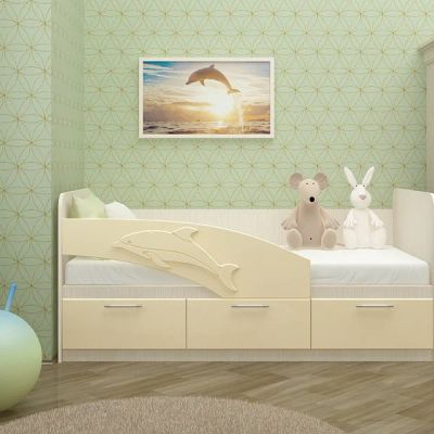 Лот: 6740131. Фото: 1. Кровать детская "Дельфин" (спальное... Детские кровати и кроватки