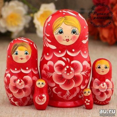 Лот: 15073637. Фото: 1. Матрёшка "Гжель" красное платье... Фигурки, статуэтки