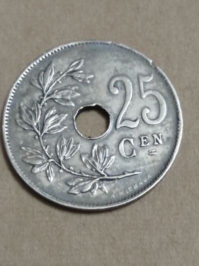Лот: 10672638. Фото: 1. Бельгия 25 сантимов 1913 год... Европа