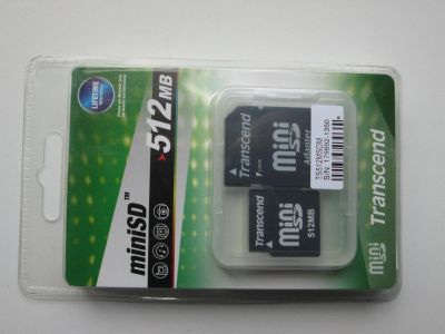 Лот: 5563192. Фото: 1. miniSD 512mb c переходником transcend. Карты памяти
