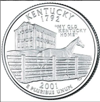 Лот: 7861475. Фото: 1. США.25 центов 2001 г. .) Kentucky... Америка