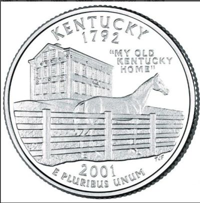 Лот: 8277732. Фото: 1. США.25 центов 2001 г. Kentucky... Америка