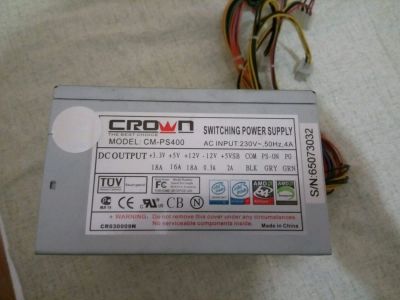 Лот: 12879475. Фото: 1. Блок питания crown 400w. Корпуса, блоки питания