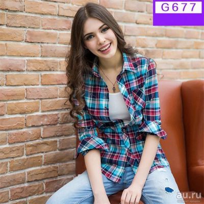 Лот: 13246231. Фото: 1. Клетчатая женская рубашка XS/XXS... Блузы, рубашки, водолазки