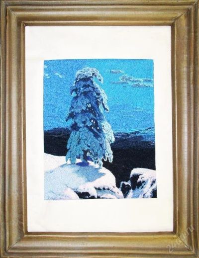 Лот: 96720. Фото: 1. Вышивка гладью (ручная) "Сосна... Произведения
