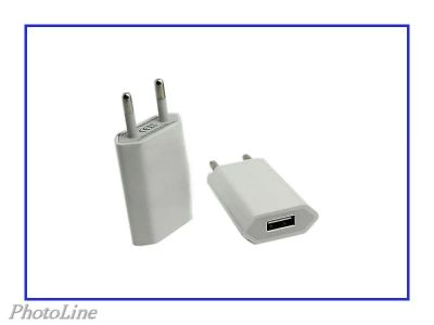 Лот: 4075577. Фото: 1. Адаптер - блок питания USB белый... Зарядные устройства, блоки питания, адаптеры сетевые для смартфонов
