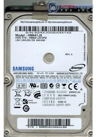 Лот: 6943175. Фото: 1. Samsung HM641JX/VPK/vpz. Жёсткие диски (HDD)